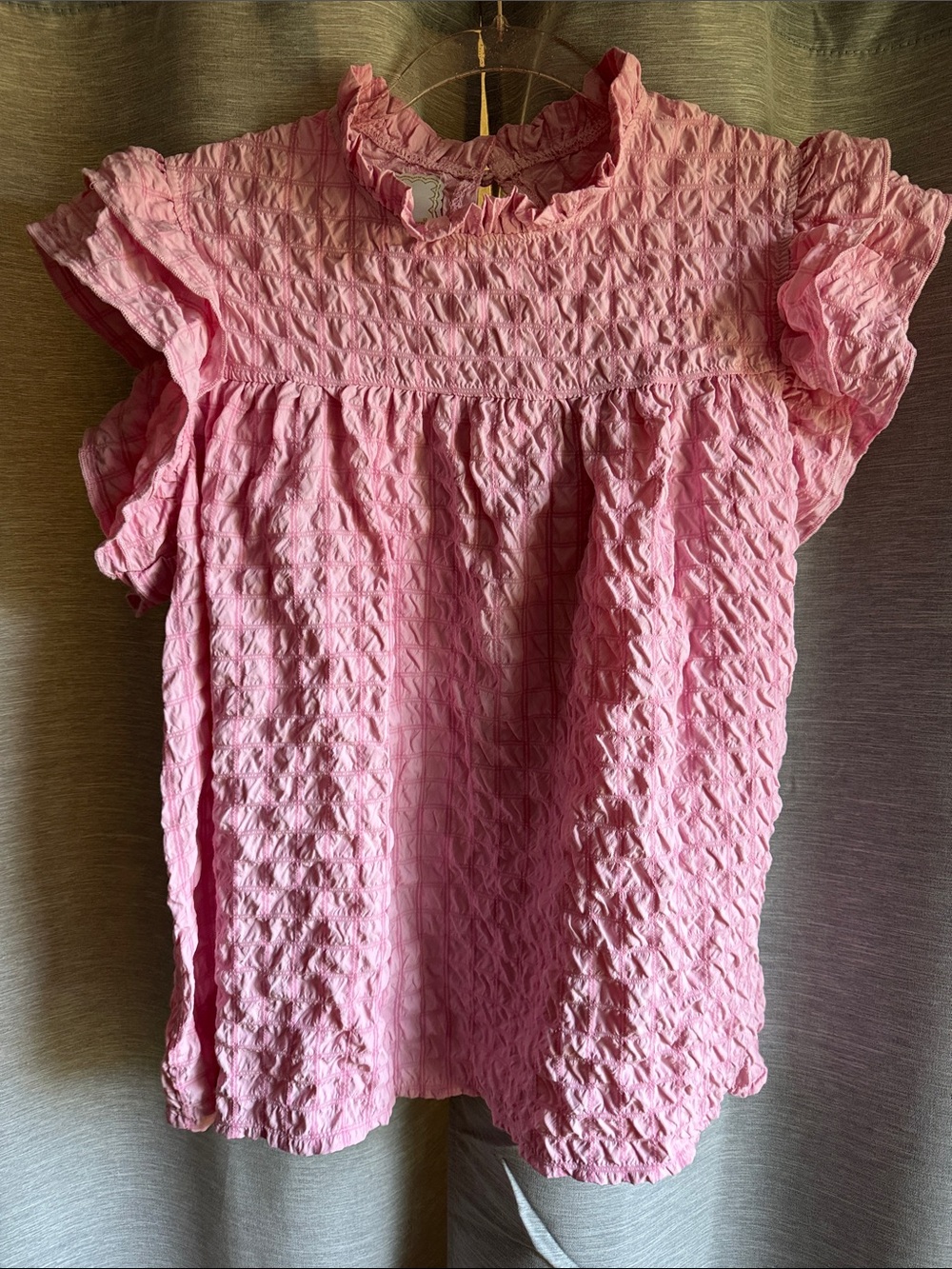 Simply Southern Pink Textured Ruffle Sleeve Blouse